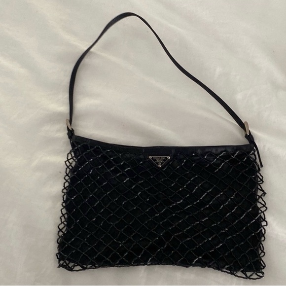 Rare Collectors Vintage Prada black beaded silk chiffon mini bag - Picture 10 of 10